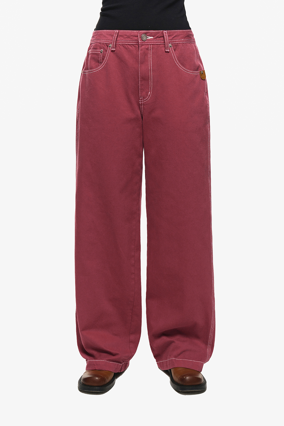 Colour dyed cotton trousers_Burgundy