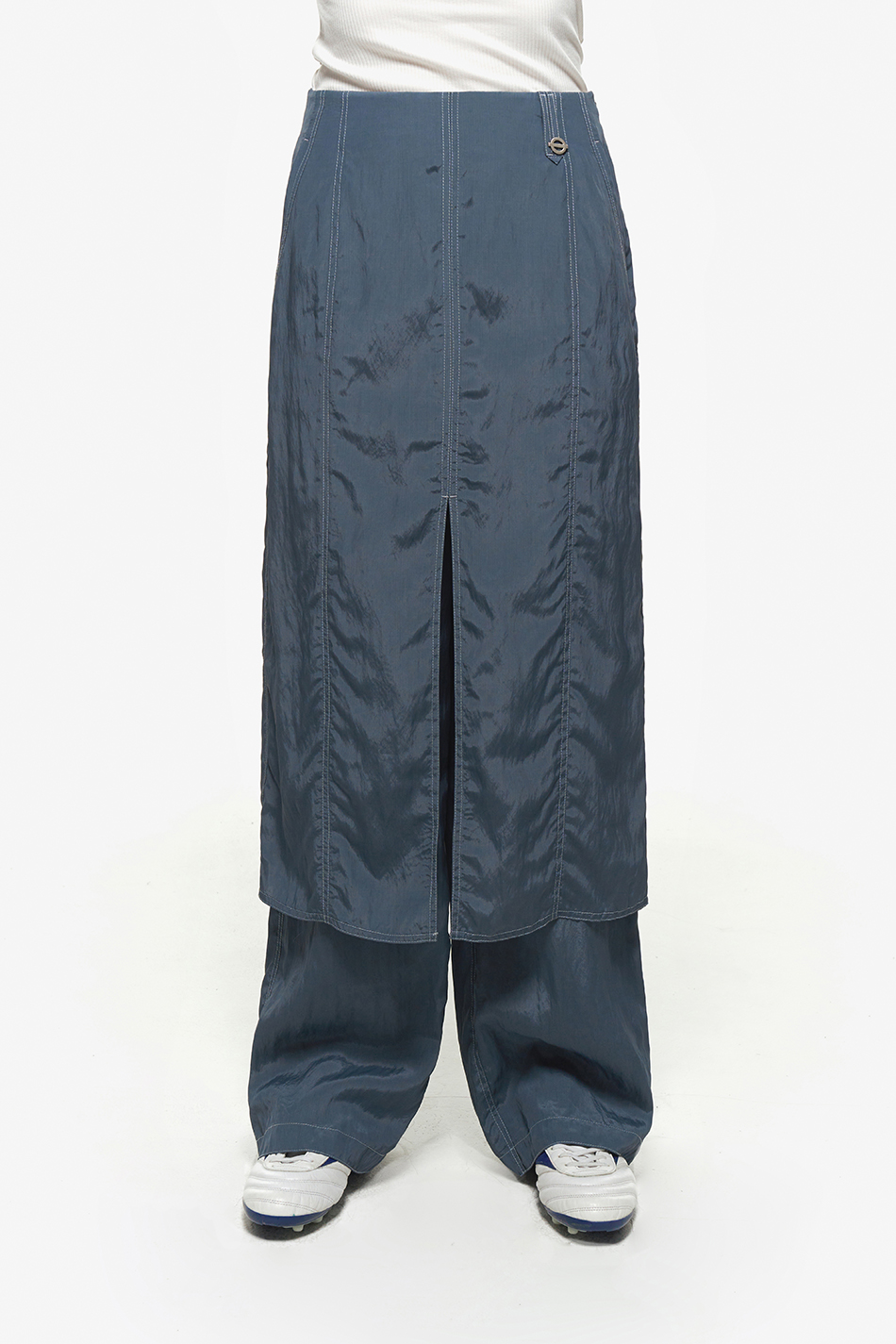 Front slit skirt trousers_Blue