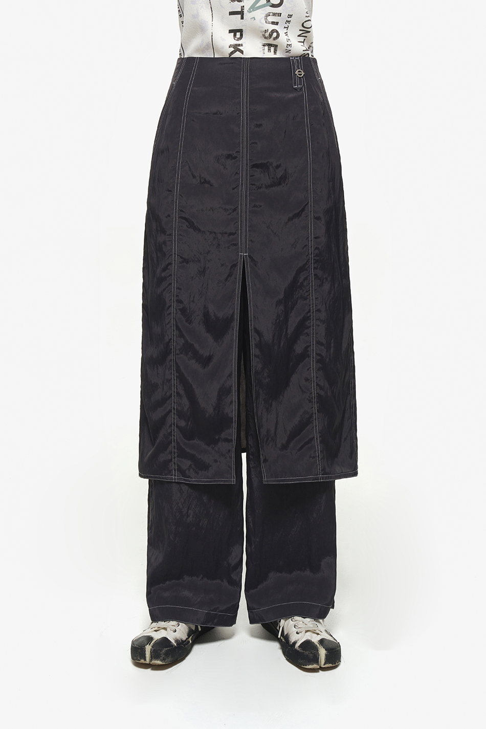 Front slit skirt trousers_Dark Grey