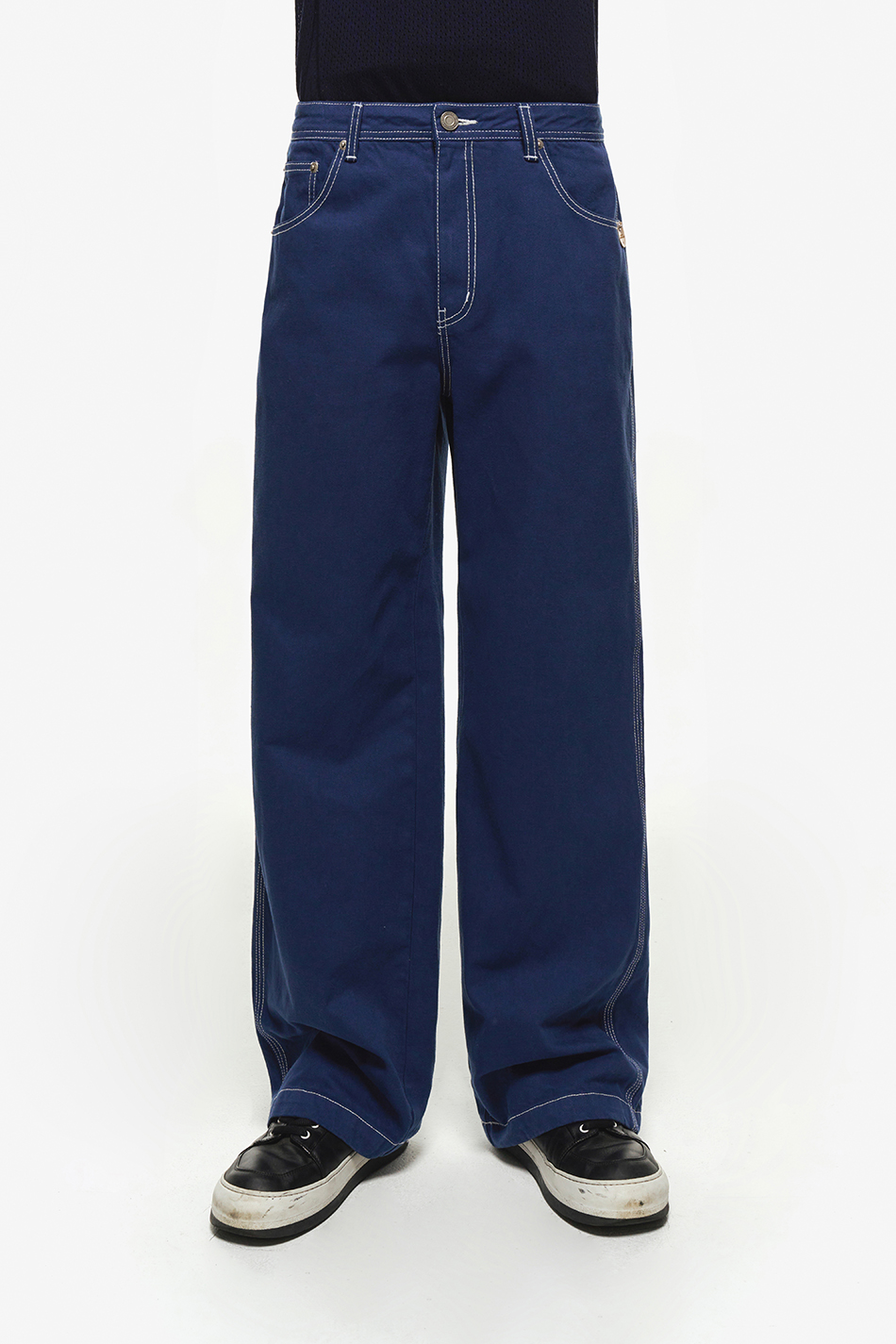 Colour dyed cotton trousers_Blue